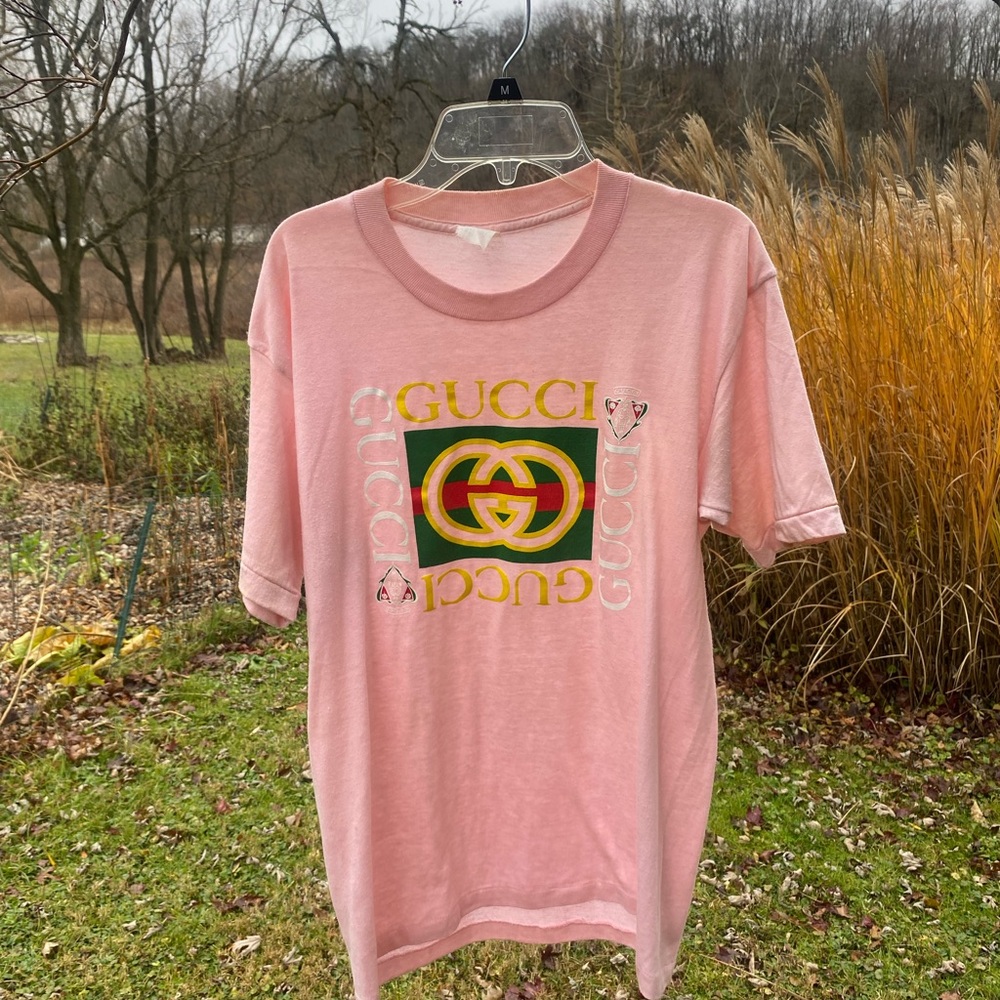 Gucci Bootleg Pink Tee with Iconic Logo
